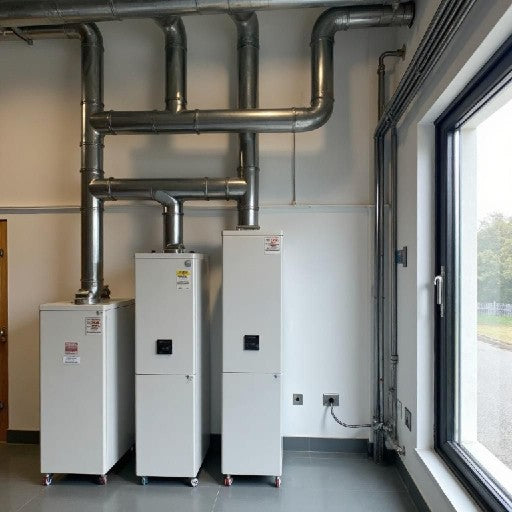 Professional HVAC engineer installing air conditioning system with precision and care